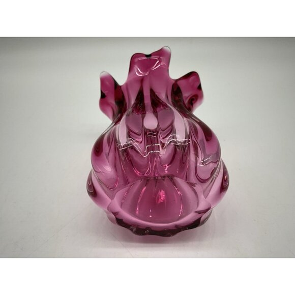 Joseph Hospodka VASE Chribska Glassworks Chzech Bohemian 5 Inch Cranberry VTG - Picture 11 of 15